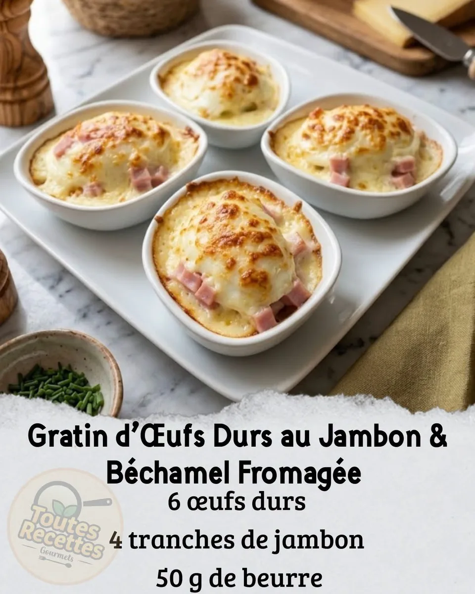 Gratin d'Œufs Durs au Jambon & Béchamel Fromagée