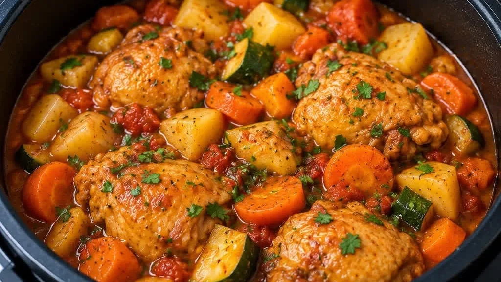 Tajine de poulet aux légumes et épices