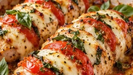 Poulet farci tomate-mozzarella