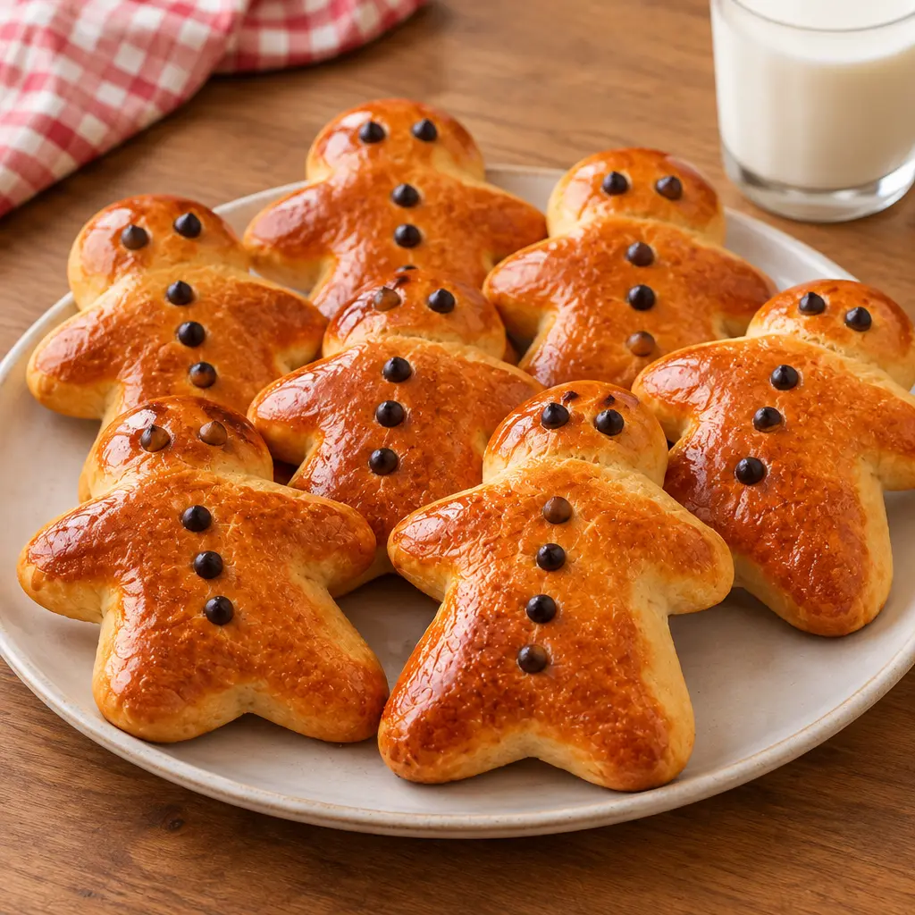 Brioches bonhommes de Noël, moelleuses et dorées