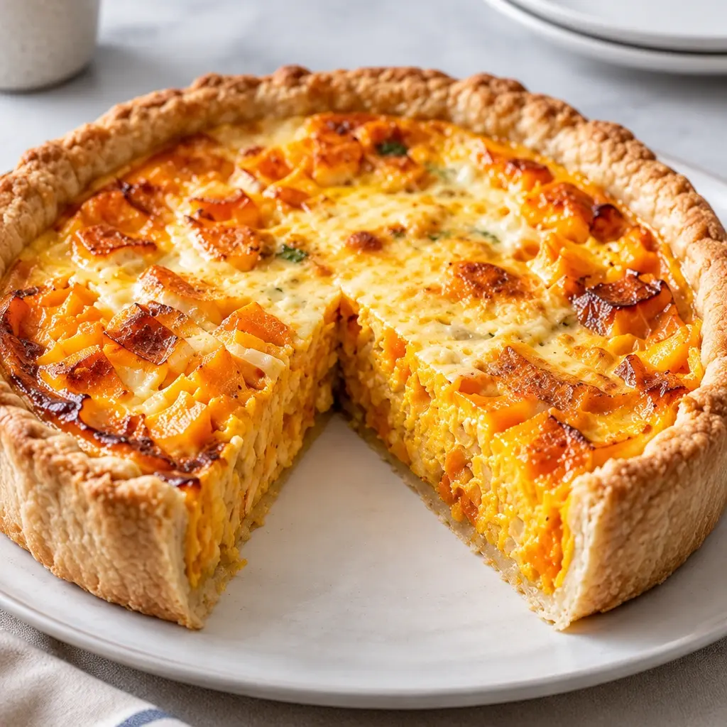 Quiche au potimarron, fondante et bien gratinée