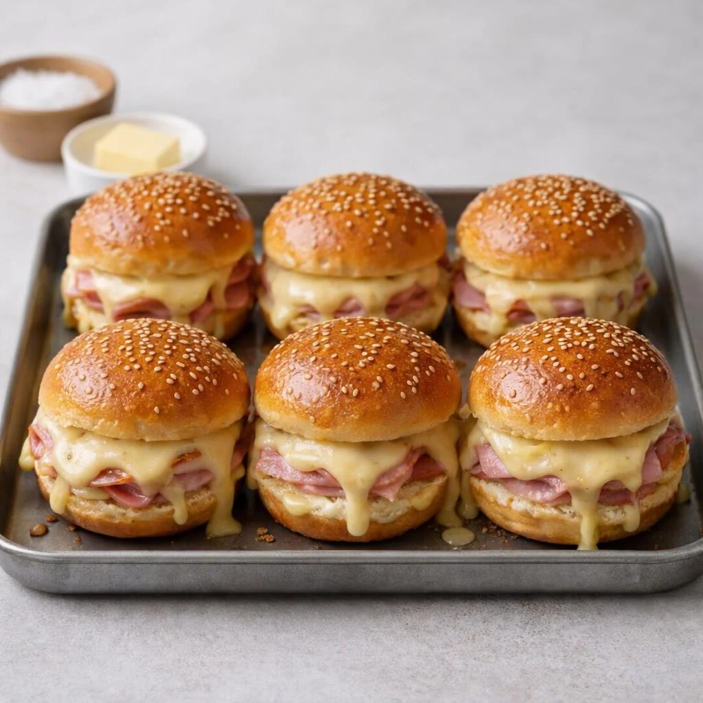 Mini burgers briochés au jambon et cheddar