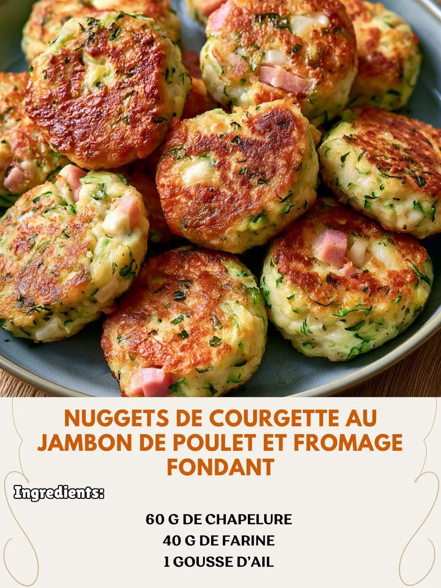 Nuggets de courgette au jambon de poulet et fromage fondant