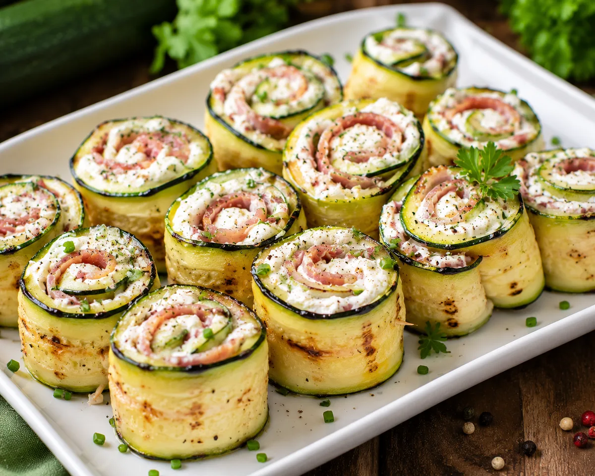 Roulé de courgette, saint-môret et bacon