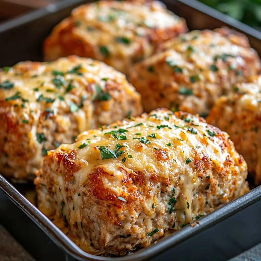 Pains de viande de poulet à l'ail et au parmesan