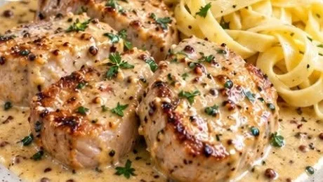 Filet mignon à la moutarde et à la crème