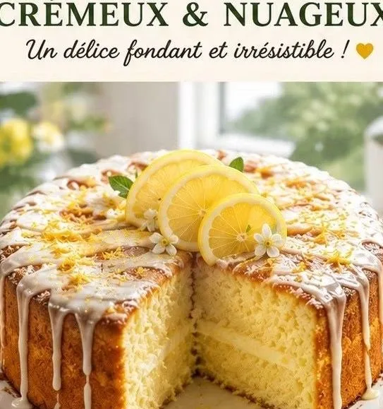 Gâteau au Citron Crémeux & Nuageux