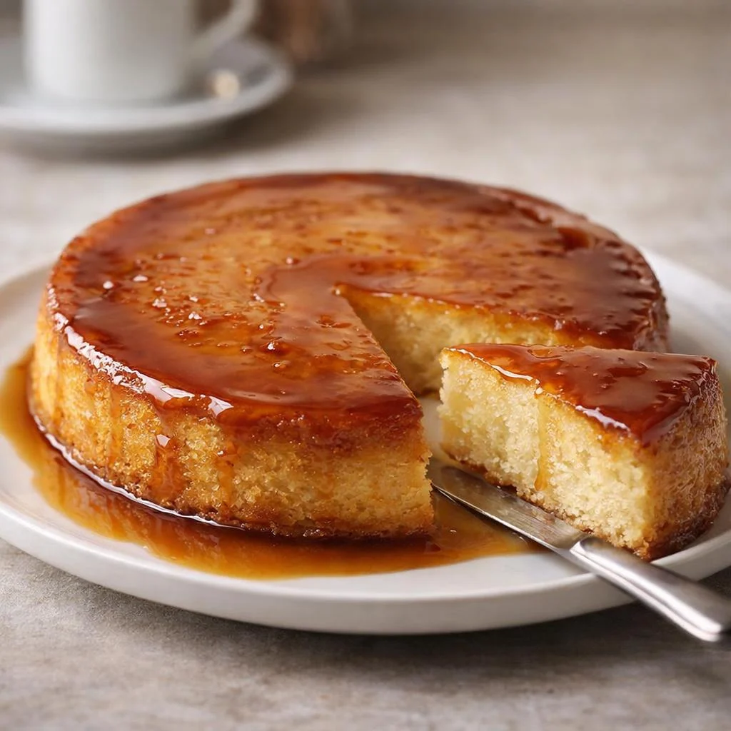 Gâteau à la semoule au caramel : moelleux et brillant
