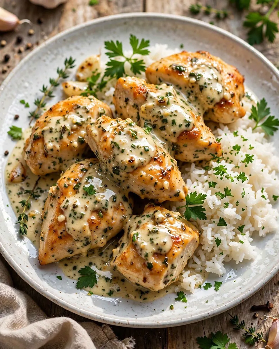 Poulet crémeux à l'ail
