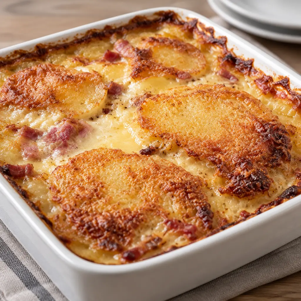 Gratin de pommes de terre aux lardons, fondant et doré, en 100 minutes