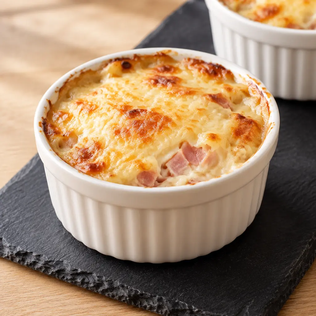 Cassolettes de jambon gratinées, crémeuses et dorées