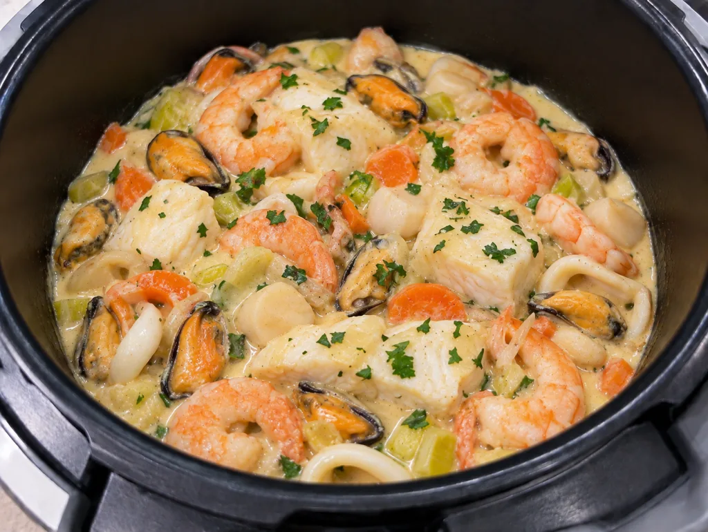 Cassolette de Fruits de Mer et Poisson à la Crème