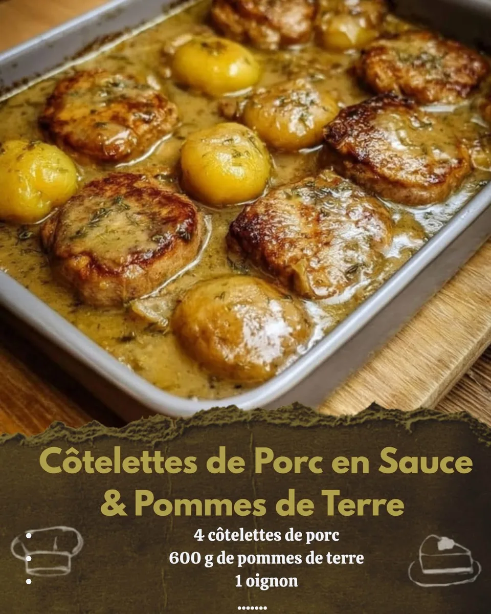Côtelettes de porc à la crème et pommes de terre