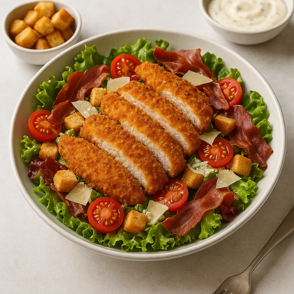 Salade César gourmande au poulet croustillant
