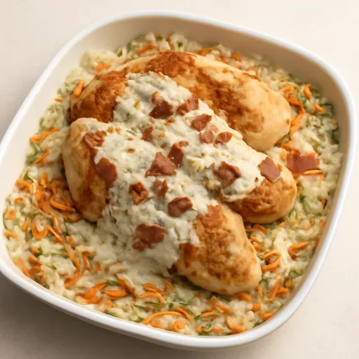 Poulet et riz aux légumes saveurs fromages ail