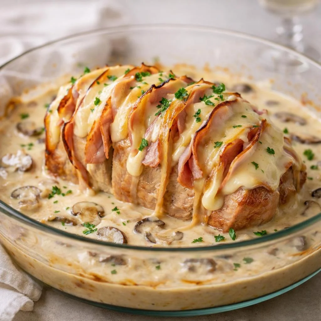 Rôti québécois façon Orloff (jambon, fromage et sauce crémeuse)