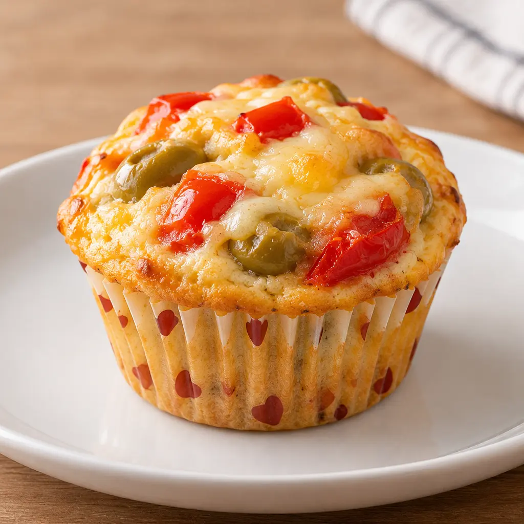 Muffins salés aux olives et au fromage, dorés et moelleux