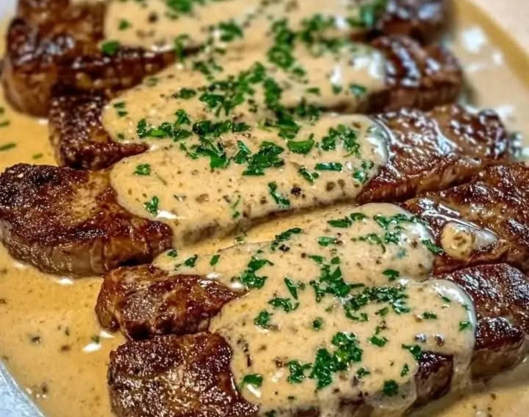 Steak juteux avec sauce crémeuse à l'ail