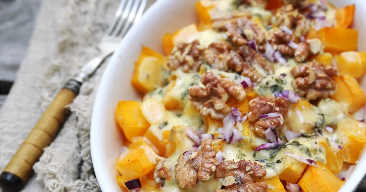 Gratin de potimarron, bleu et noix