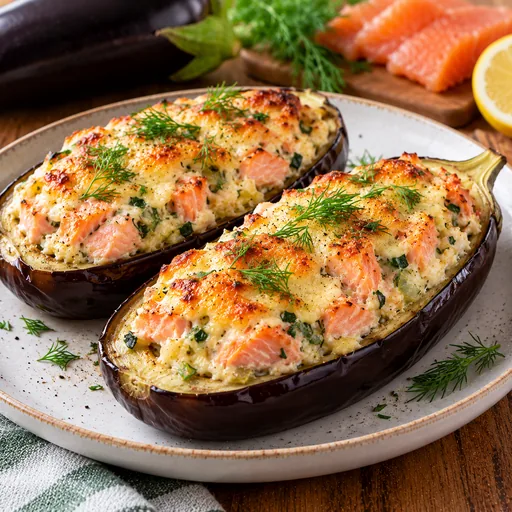 Aubergines farcies au saumon