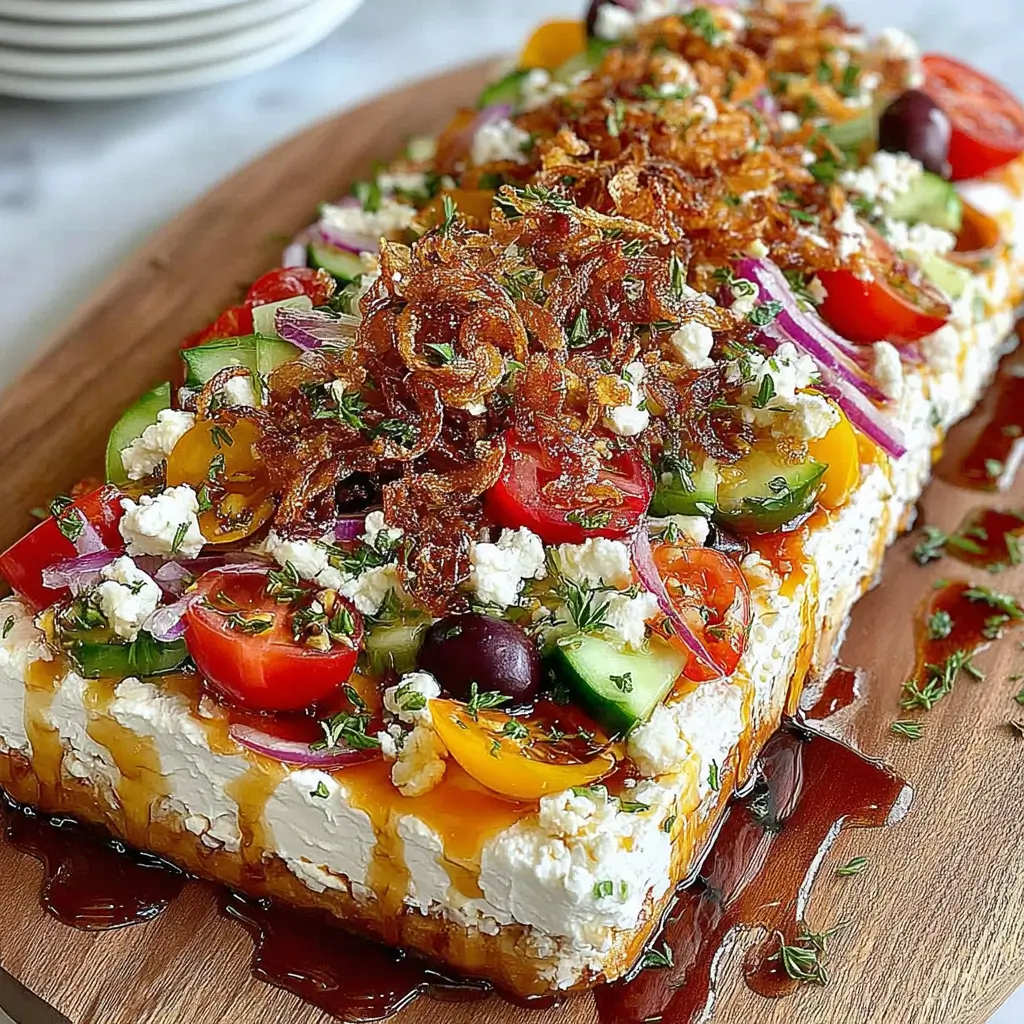 Plateau Grec à la Feta Fouettée, Miel Piquant et Oignons Croustillants : l'Apéro Méditerranéen qui Fait Sensation