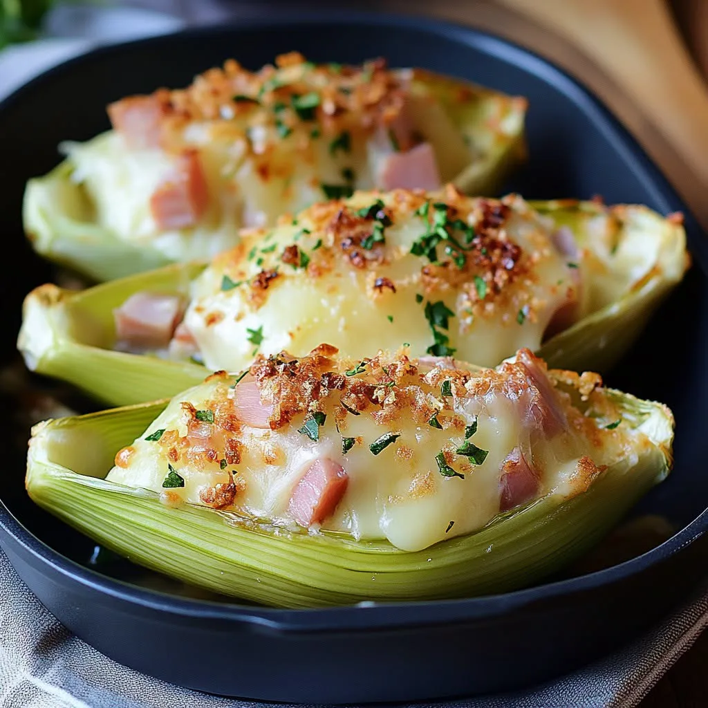 Endives farcies au jambon et au fromage