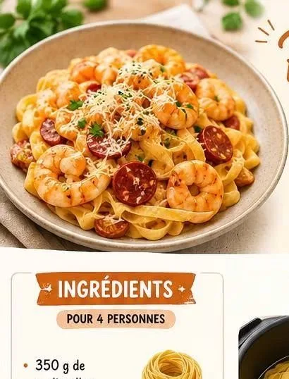 Pasta chorizo crevettes au cookeo