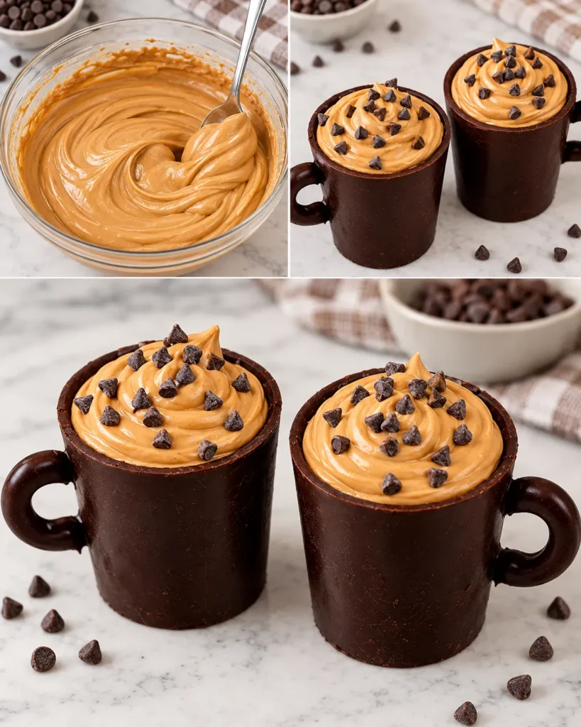 Crème au Beurre de Cacahuète dans des Tasses en Chocolat