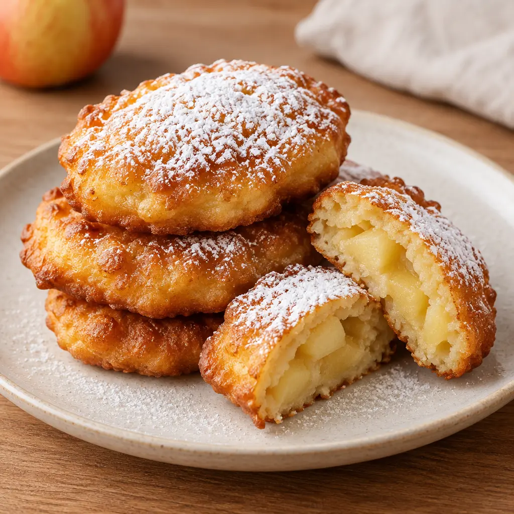 Beignets de pommes dorés à la poêle, croustillants
