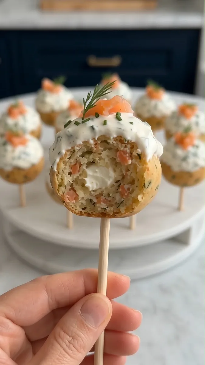 Gâteaux au saumon fumé et fromage en bâtonnet