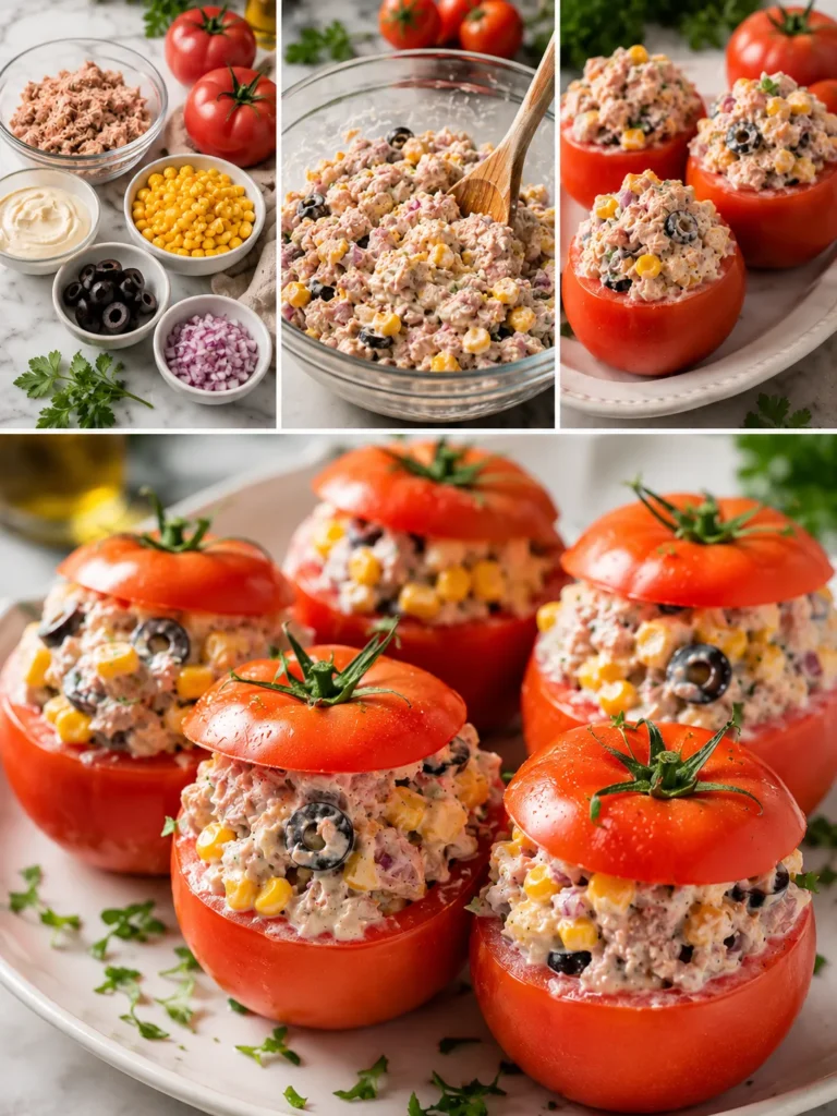 Tomates Farcies au Thon, Maïs et Olives