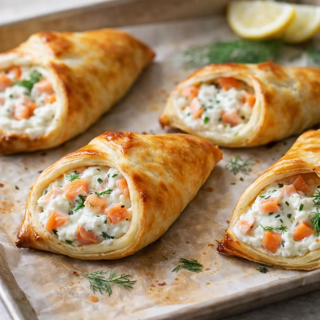 Feuilletés saumon ricotta croustillants au four