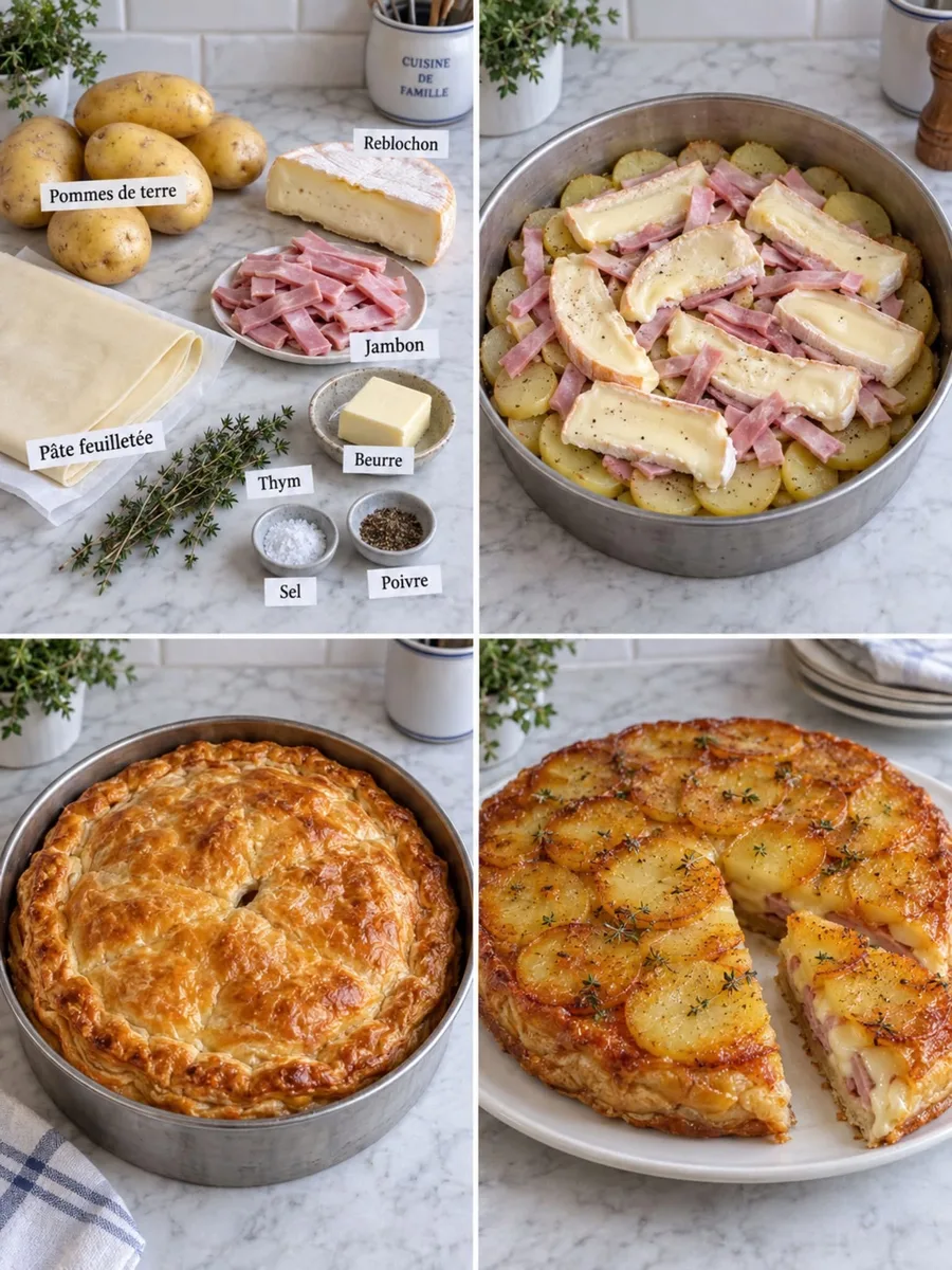 Tatin salée au reblochon et jambon