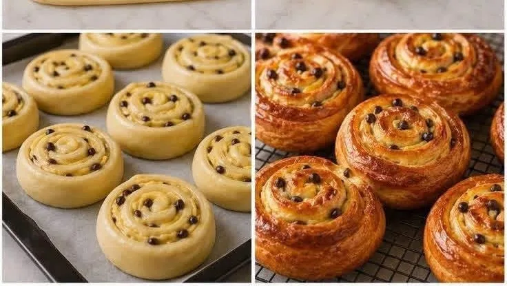 Brioches à la crème pâtissière et chocolat