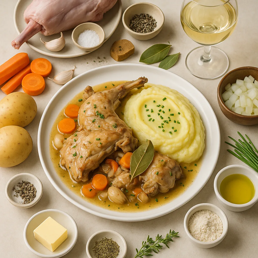 Civet de lapin au vin blanc et sa purée au thermomix