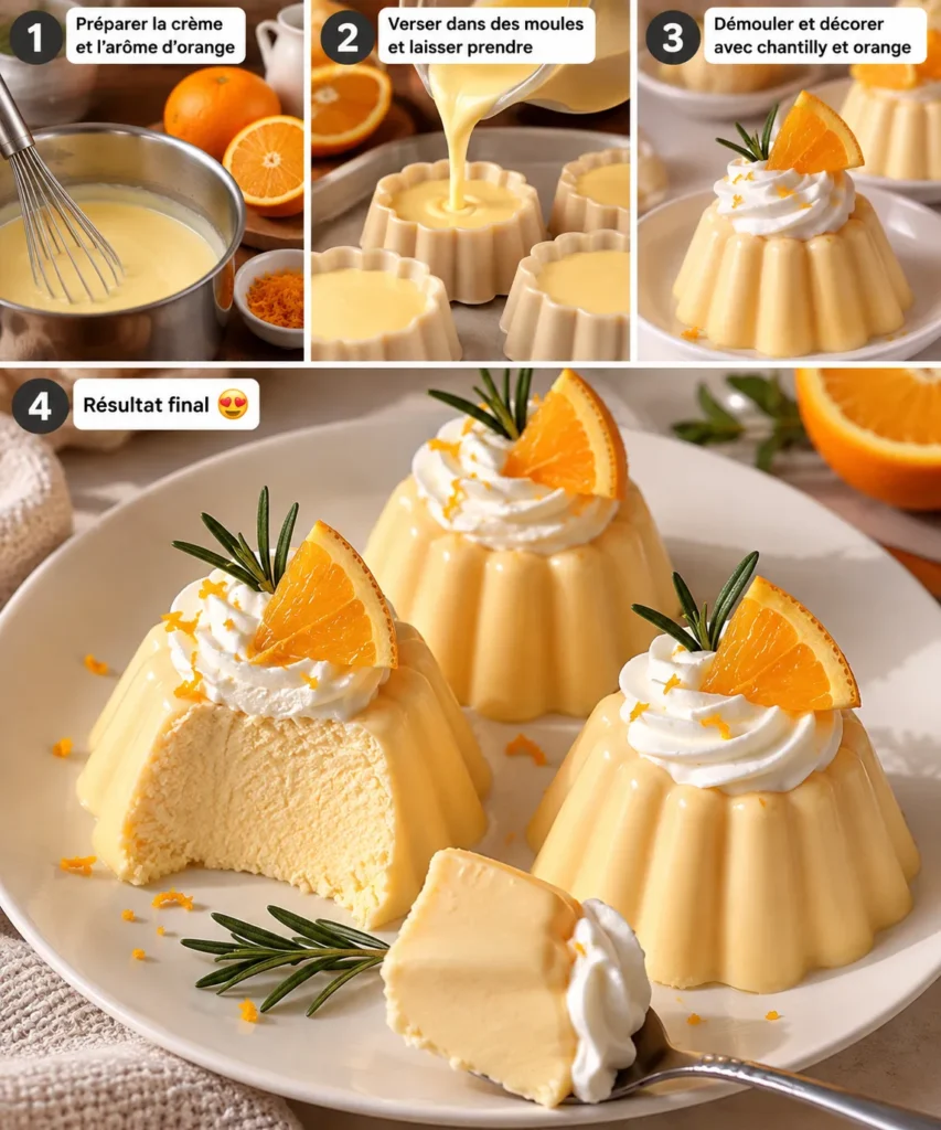 Flans crémeux à l'orange sans four