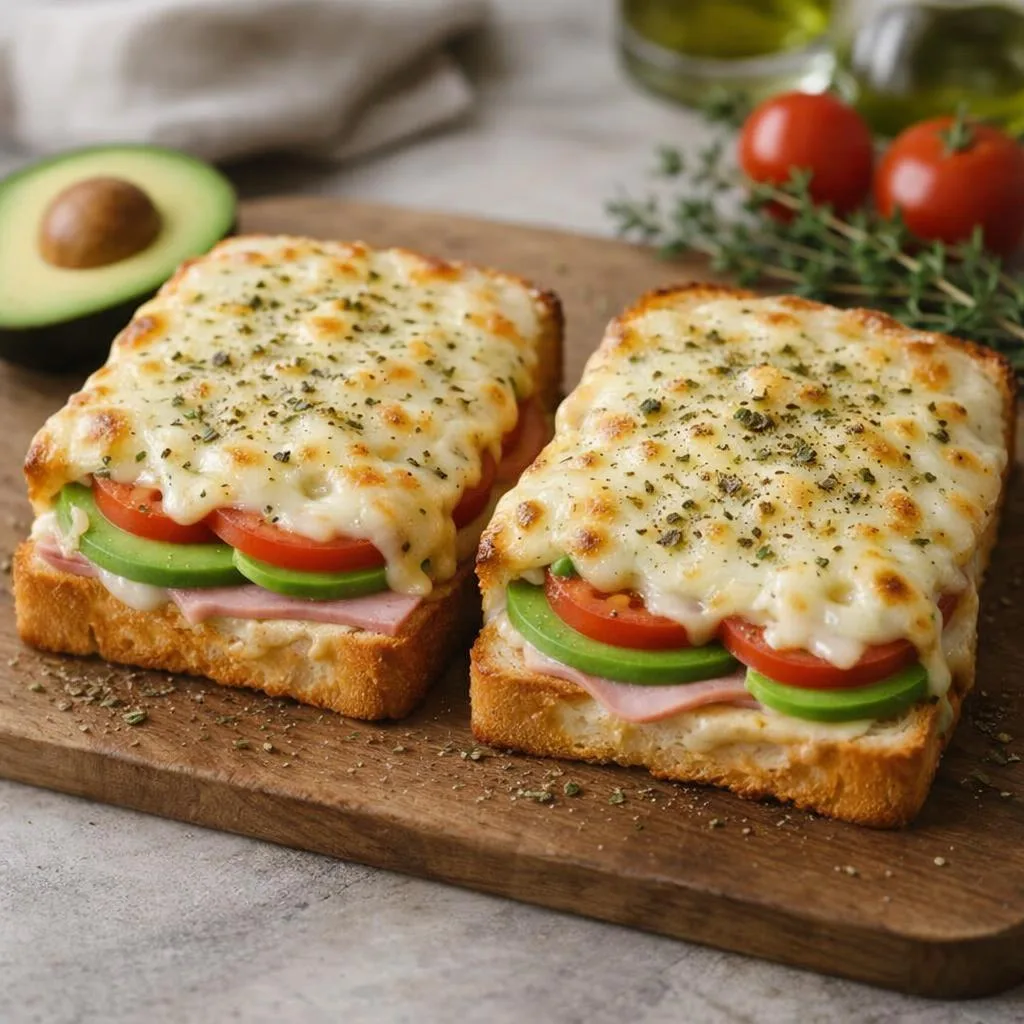 Tartines toastées jambon mozzarella gratinée (croque)