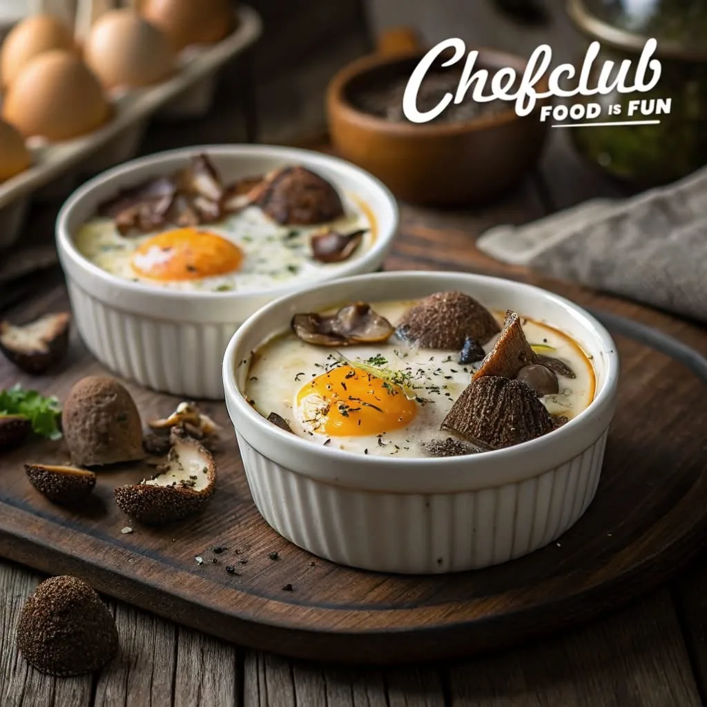Œufs cocotte crème champignons et truffes