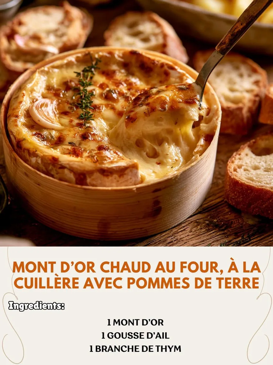 Mont d'Or chaud au four, à la cuillère avec pommes de terre
