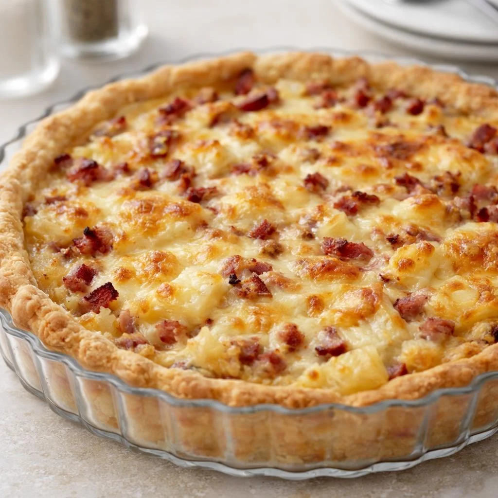 Quiche raclette : lardons, oignons et reblochon