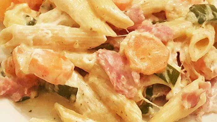 Penne, carottes et courgettes au St Moret