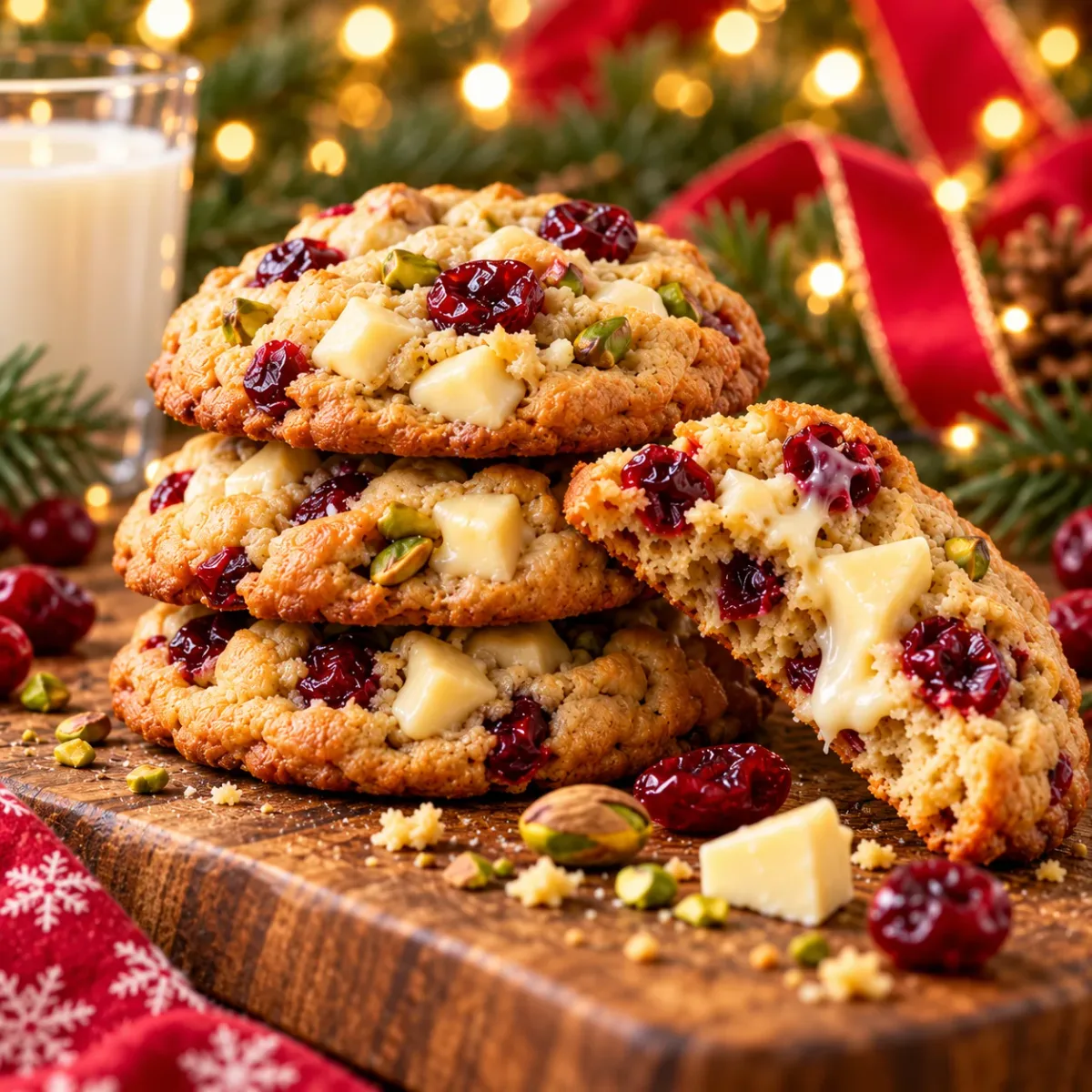 Biscuits de Noël aux canneberges et chocolat blanc