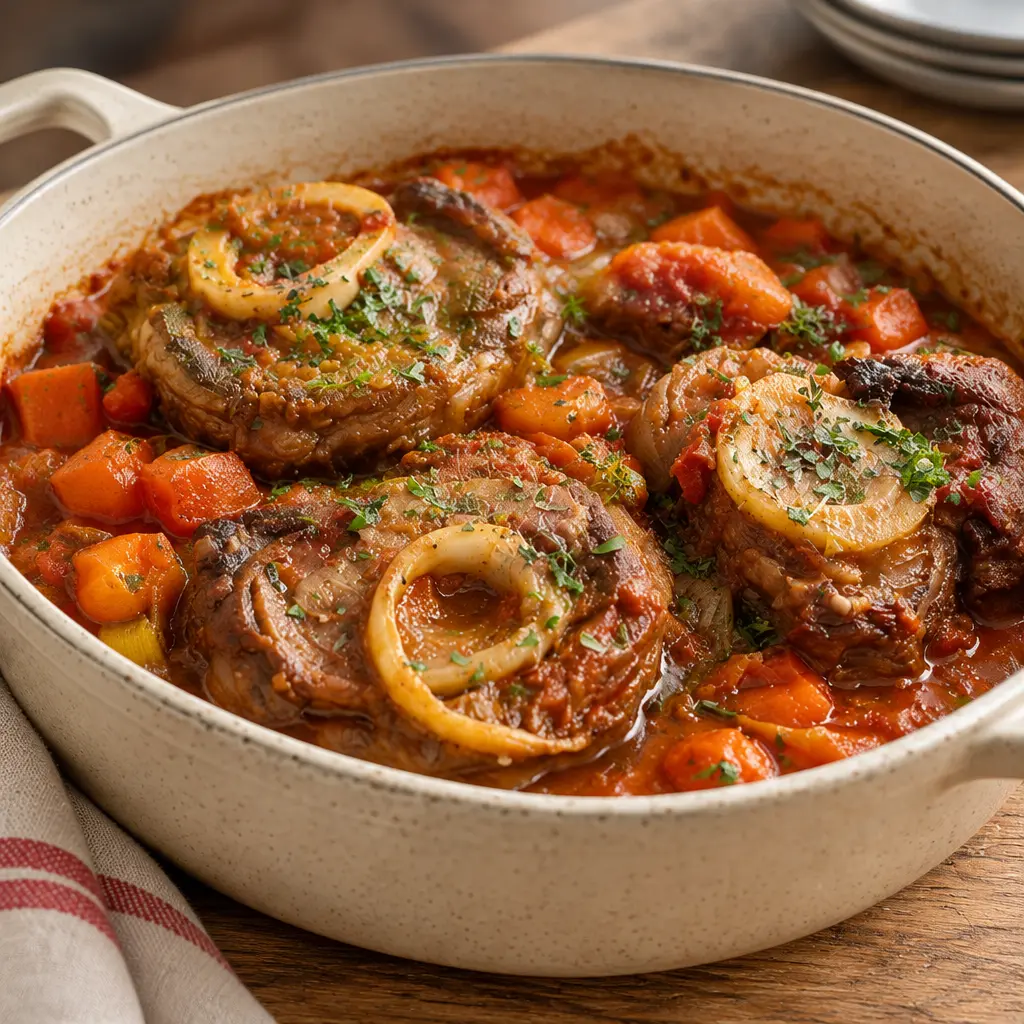 Osso buco de veau, fondant et mijoté à la tomate