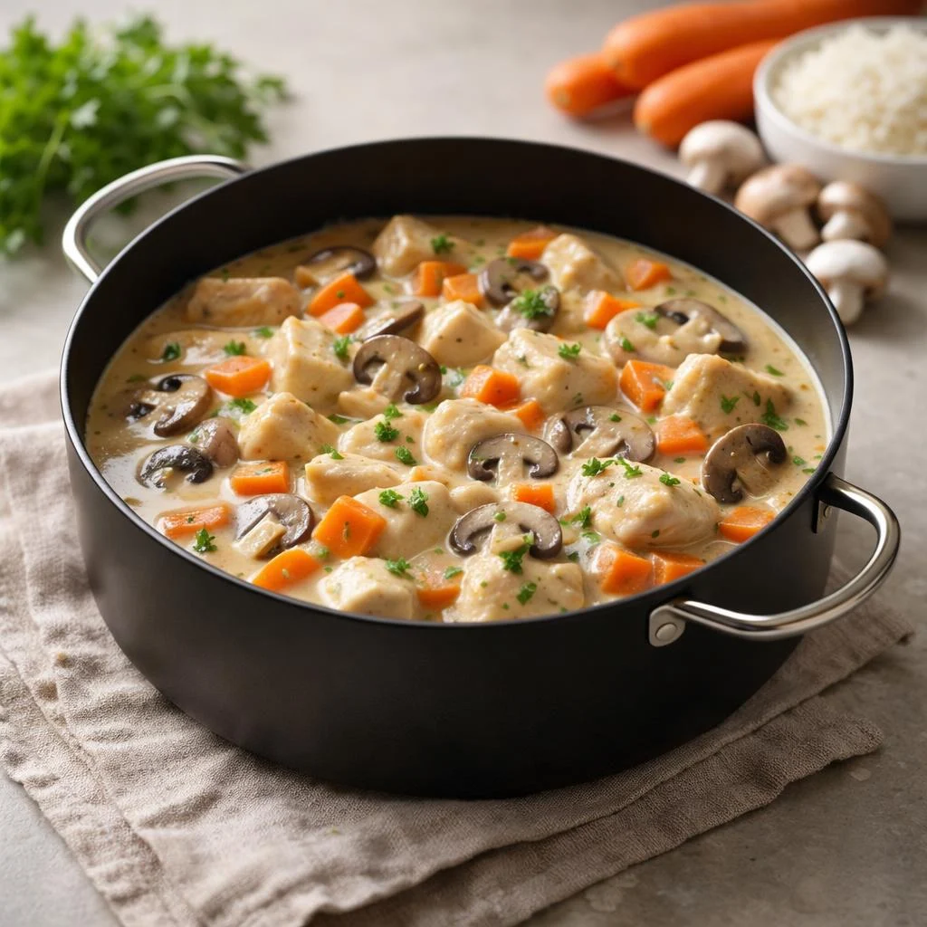 Blanquette de poulet crémeuse sans vin : recette facile