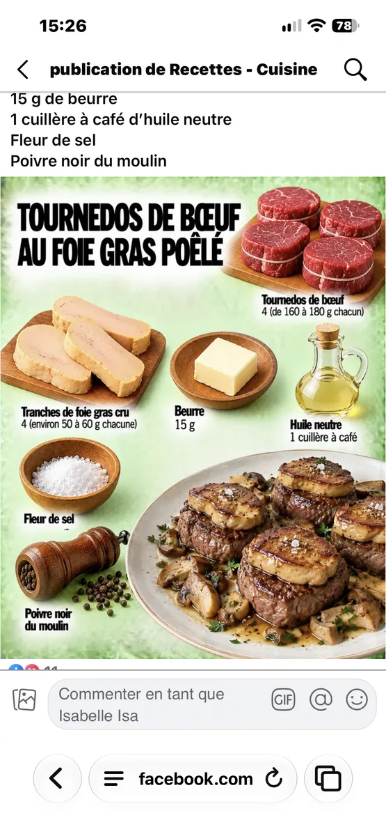 Tournedos de Bœuf au Foie Gras Poêlé