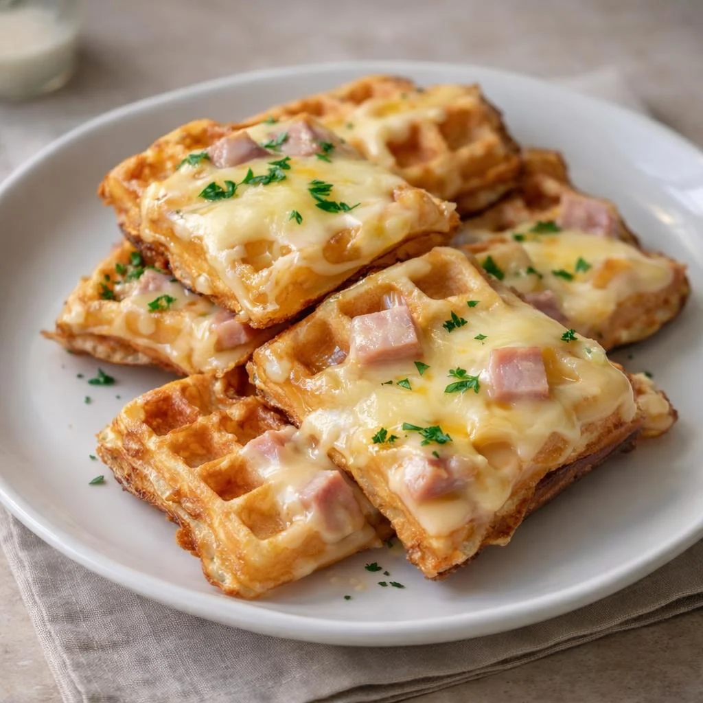 Gaufres salées croustillantes jambon fromage