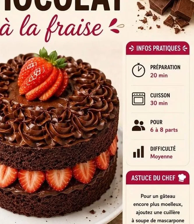 Gâteau au Chocolat à la Fraise