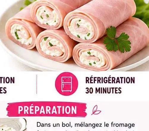 Roulés de jambon au fromage frais
