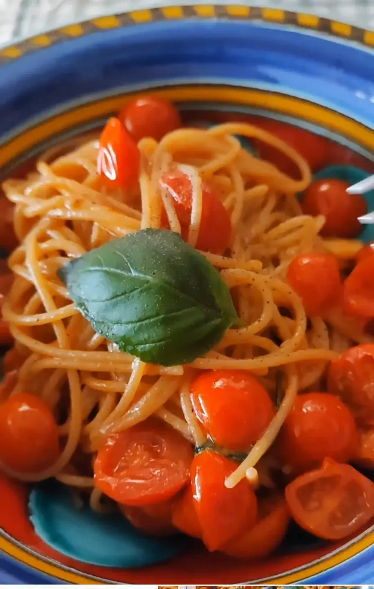 Spaghettis au teff et tomates cerises