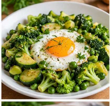 Oeuf dans son nid de légumes verts au cookeo